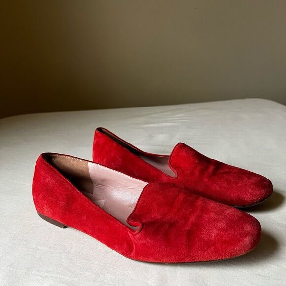 J. Crew Red Suede Cecile Smoking Slippers Women's Size 7 Minimalist Flats - Picture 2 of 8